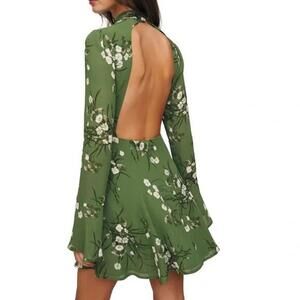 NEW, Reformation Mya Mini Dress in Green multi Size 10 #RF97